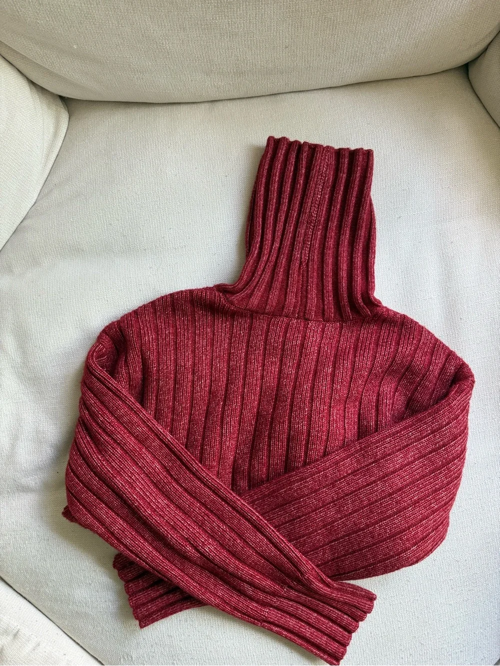 Cozy Red Ribbed Turtleneck Sweater Calvin Klein NWOT